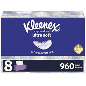 lot 40866 image: Kleenex Expressions Ultra Soft Facial Tissues, Soft Facial Tissue, 8 Flat Boxes,