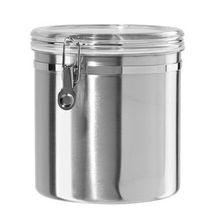 lot 40901 image: Oggi Stainless Steel 130 Oz. Canister with Clear Lid