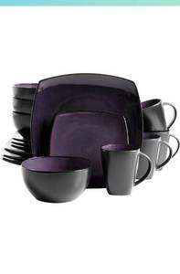 lot 40910 image: Gibson Soho Lounge Dinnerware set, Square, Purple