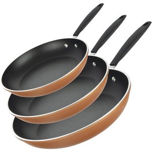 lot 40947 image: Gotham Steel Diamond 3-Piece Copper Cast Frying Pan Set Nonstick Cookware