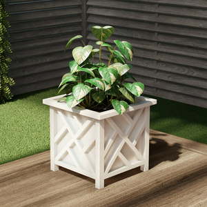 lot 40968 image: Plant Pot Holder Planter Container Box by Pure Garden White