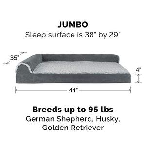 lot 41025 image: Furhaven Pet Bed for Dogs and Cats - Two-Tone Faux Fur and Suede L-Shaped, Jumbo