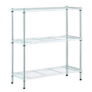 lot 8742 image: HDX Chrome 3-Tier Steel Wire Shelving Unit (23 in. W x 30 in. H x 13 in. D), Grey