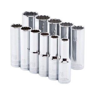 lot 8768 image: Husky Socket Set 11 pc 12 Inch Drive SAE Wrench 12 Pt Deep Length Mechanics Tool