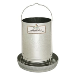 lot 8715 image: Harris Farms Poultry Feeder Manna Pro Chicken Feed Free Range Hanging Galvanized Chicken Feeder 30 lbs, 14 L