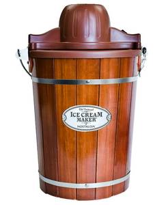 lot 8722 image: Nostalgia ICMP600WD 6-Quart Wood Bucket Ice Cream Maker, 15.5 H x 1 W