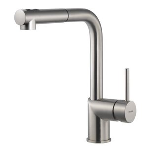 lot 8807 image: Houzer Vitale Pull Out Kitchen Faucet with CeraDox Technology Brushed Nickel (VITPO-664-BN) - Retail $253.99