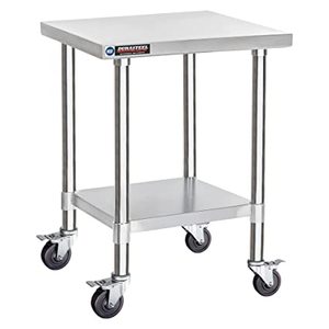 lot 8762 image: Food Prep Stainless Steel Table - DuraSteel 24 x 24 Inch Metal Table Cart&nbsp