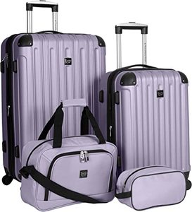 lot 8711 image: Travelers Club Midtown Hardside Luggage Travel Set, Lilac, 4-Piece Set