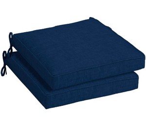 lot 10220 image: Arden Co. Blue Chair Cushion With Ties, 39x22x7 (stock photo approximate - have center button tufting)