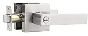 lot 11877 image: Probrico Square Satin Nickel Bedroom And Bathroom Privacy Door Lever Lockset