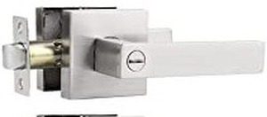 lot 11878 image: Probrico Square Satin Nickel Bedroom And Bathroom Privacy Door Lever Lockset