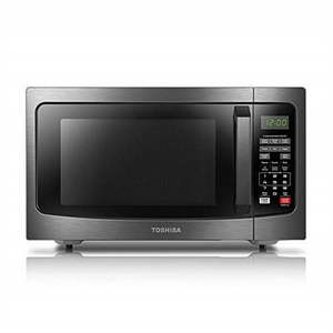 lot 38039 image: Toshiba EM131A5C-BS Microwave Oven with Smart Sensor Easy Clean Interior ECO Mode and Sound OnOff 1.2 Cu.ft 1100W Black Stainless Steel