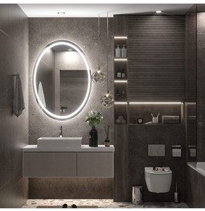 lot 102527 image: 24 x 32 Inch Oval LED Bathroom Mirror Frontlit&Backlit,AntiFog Dimmable,Vanity Mirror with Lights Wall Mounted Lighted Modern Mirror