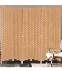 lot 102528 image: RHF 6 ft.Tall 16 Wide Room Dividers,Double Side Woven Fiber Divider,Better Privacy Screen,Folding Partition & Wall Divider,Space Seperate Indoor 6 Panel Screen,Freestanding- Light Beige,6 Panels