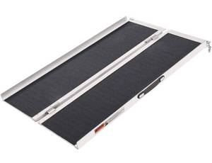 lot 102532 image: 4FT Wheelchair Ramp,Non-Slip Portable Aluminum Ramp for Wheelchairs Single Fold 600lbs for Steps Stairs and Thresholds��Stairs, Doorways, Scooter (28.2W x 47.8L) (Non-Skid 4FT)