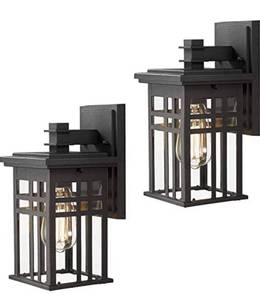 lot 102545 image: Zeyu Pack of 2 Outdoor Wall Sconces, Exterior Wall Mount Light in Black Finish with Clear Glass Shade, 20068B1-2PK