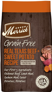 lot 102549 image: Merrick Dry Dog Food, Real Texas Beef and Sweet Potato Grain Free Dog Food Recipe - 22 lb. Bag