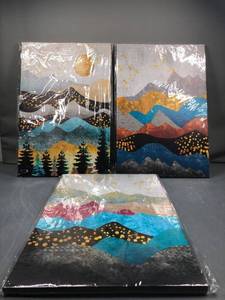 lot 102561 image: 3 panel abstract canvas