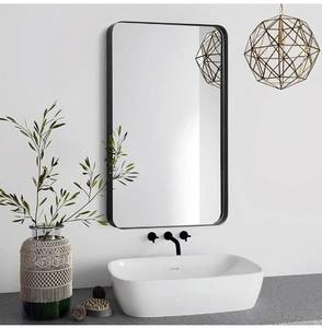 lot 102562 image: Black Bathroom Mirror, 22x30 Inch Stainless Steel Frame Vanity Mirror, Rounded Corner Rectangle Modern Mirror, Vertical Or Horizontal Hanging Mirrors for Wall Decor, Bedroom, Living Room