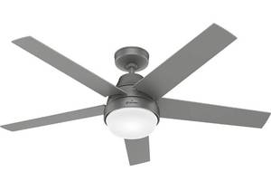 lot 102566 image: Hunter Fan Company 51315 Aerodyne Ceiling Fan, 52, Matte Silver
