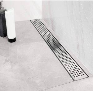lot 102571 image: Neodrain 24-Inch Linear Shower Drain with Quadrato Pattern Grate,Professional Brushed 304 Stainless Steel Rectangle Shower Floor Drain Manufacturer,with Leveling Feet,Hair Strainer