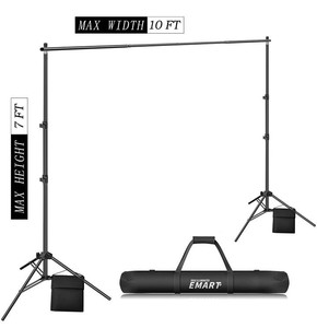 lot 102573 image: EMART Photo Video Studio 10Ft Adjustable Background Stand Backdrop Support System Kit with Carry Bag