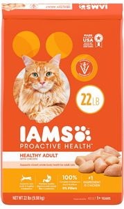lot 102600 image: IAMS PROACTIVE HEALTH Adult Healthy Dry Cat Food with Chicken, 22 lb. Bag