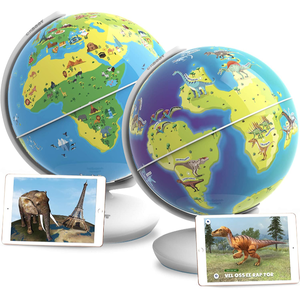lot 102623 image: Orboot by PlayShifu - Earth and World of Dinosaurs (app Based) Set of 2 Interactive AR Globes for STEM Learning at Home