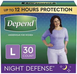 lot 102628 image: Depend Night Defense Incontinence Overnight Underwear for Women, 30 bedtime pants, Large