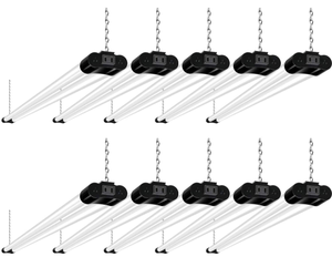 lot 102637 image: 10 Pack 4FT Linkable LED Shop Light, Utility Shop Light Fixture, 4400lm, 42W 250W Equivalent, 5000K Daylight Shop Lights for Garage, Hanging or Surface Mount, with Power Cord, ETL, Black