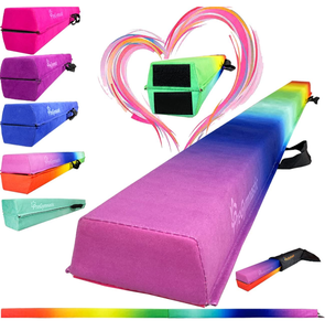lot 102646 image: PreGymnastic Folding Balance Beam 8FT9.5FT -Extra-Firm Suede Cover with Shinning Sticker and Carry Bag for HomeSchoolClubTravel