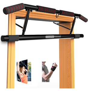 lot 102649 image: AmazeFan Pull Up Bar Doorway with Ergonomic Grip - Fitness Chin-Up Frame for Home Gym Exercise - 2 Professional Quality Wrist Straps  Workout Guide - No Installation Needed(Fits Almost All Doors)