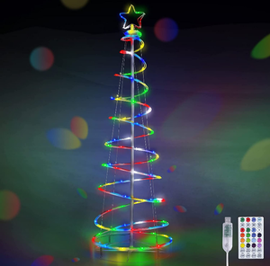 lot 102657 image: Bexdir Spiral Christmas Tree with Lights, 1.6FT 100 Led Tree Twig Trees with 8 Modes Remote, 50000H Artificial Prelit Tree Decor Christmas, Party, Home, Wedding, Bedroom, Patio, Indoor (Multi-Color)