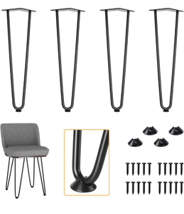 lot 102661 image: Genius Iron 18 Inches Hairpin Table Furniture Legs, 12 2 Solid Rods with Industrial Design - Home DIY Projects for Modern Desks, Bench and Ding Board Include Rubber Floor Protectors, Black, 4 PCS