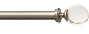 lot 102673 image: 1 Inch Adjustable Satin Silver Curtain Rod for Windows & Doors Curtains with Acrylic Ball Finials & Brackets Set - 52 to 144-By Deco Window