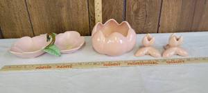 lot 1317 image: Holland mold flower dish and a flower planter wpair of two candle holders
