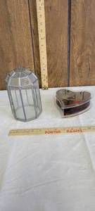 lot 1319 image: Music box and metalglass birdcage