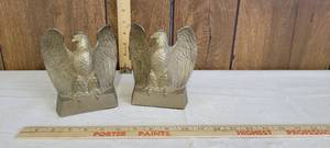 lot 1331 image: Pair of metal eagle statues- made in Taiwan