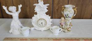 lot 1341 image: Vase, statue and clock