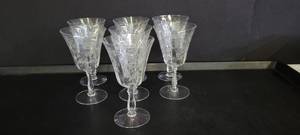 lot 1394 image: 7 Vintage Fostoria Heather goblets