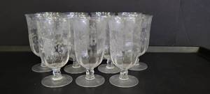 lot 1397 image: 11 Vintage Fostoria Willowmere footed tumbler glasses