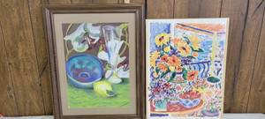 lot 1409 image: Floral hanging wall art