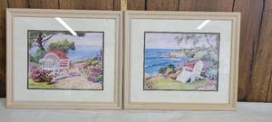 lot 1412 image: Gloria Ericksen prints matted wnatural frame