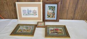 lot 1416 image: Crosstitched framed artwork