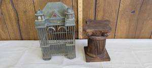 lot 1431 image: Fragile wooden bird cage and pillar wlid