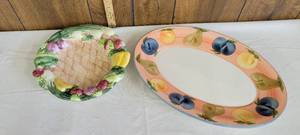 lot 1528 image: Fruit design serving plate and platter