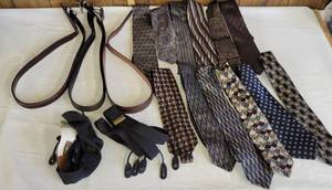 lot 1562 image: Mens ties, suspenders and belts