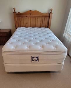 lot 193 image: Full Size Headboard, Rails, Sealy Pillowtop Mattress and Box spring