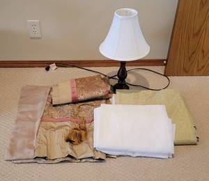 lot 204 image: Curtains and Table Lamp